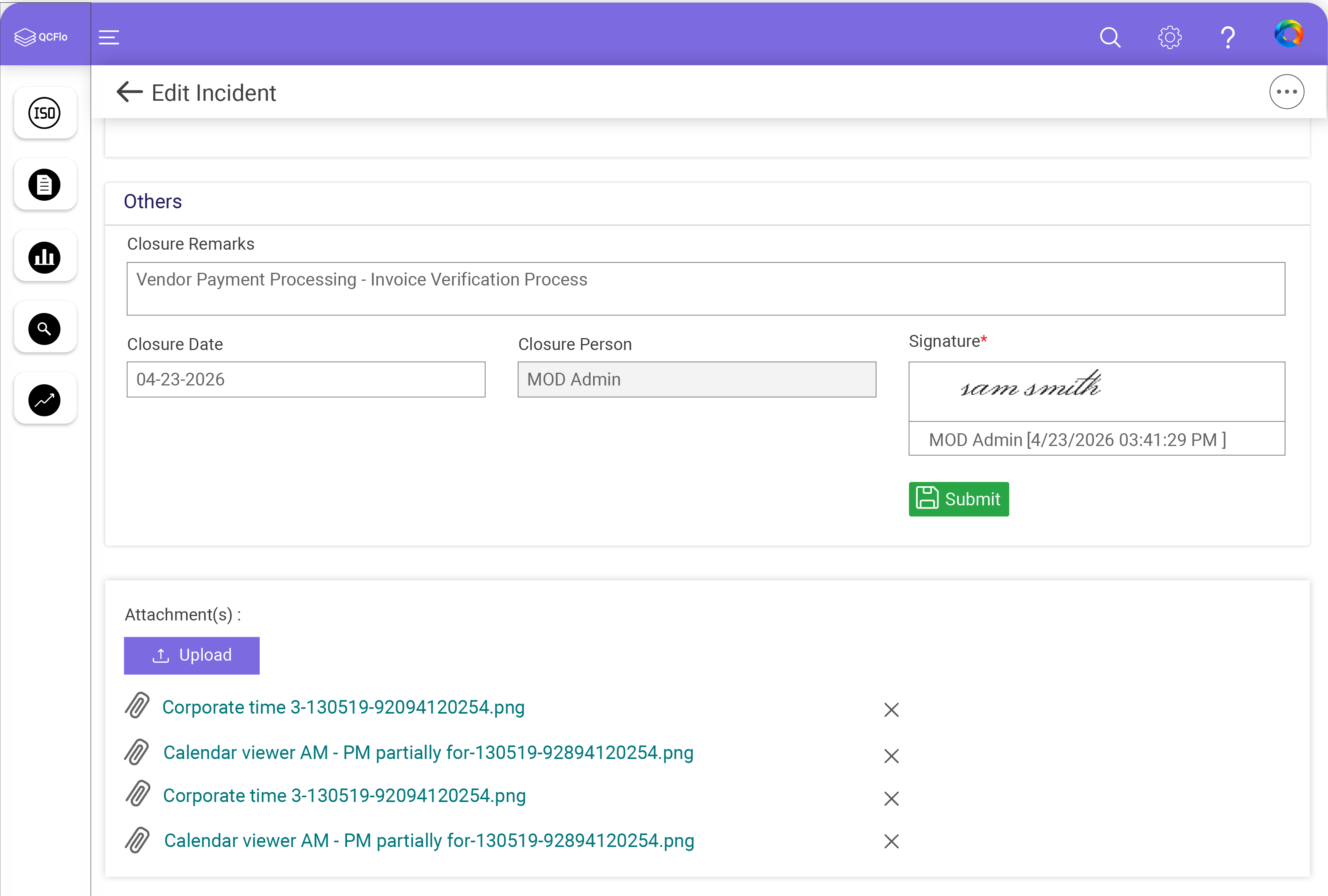 E-signature and evidence capture interface