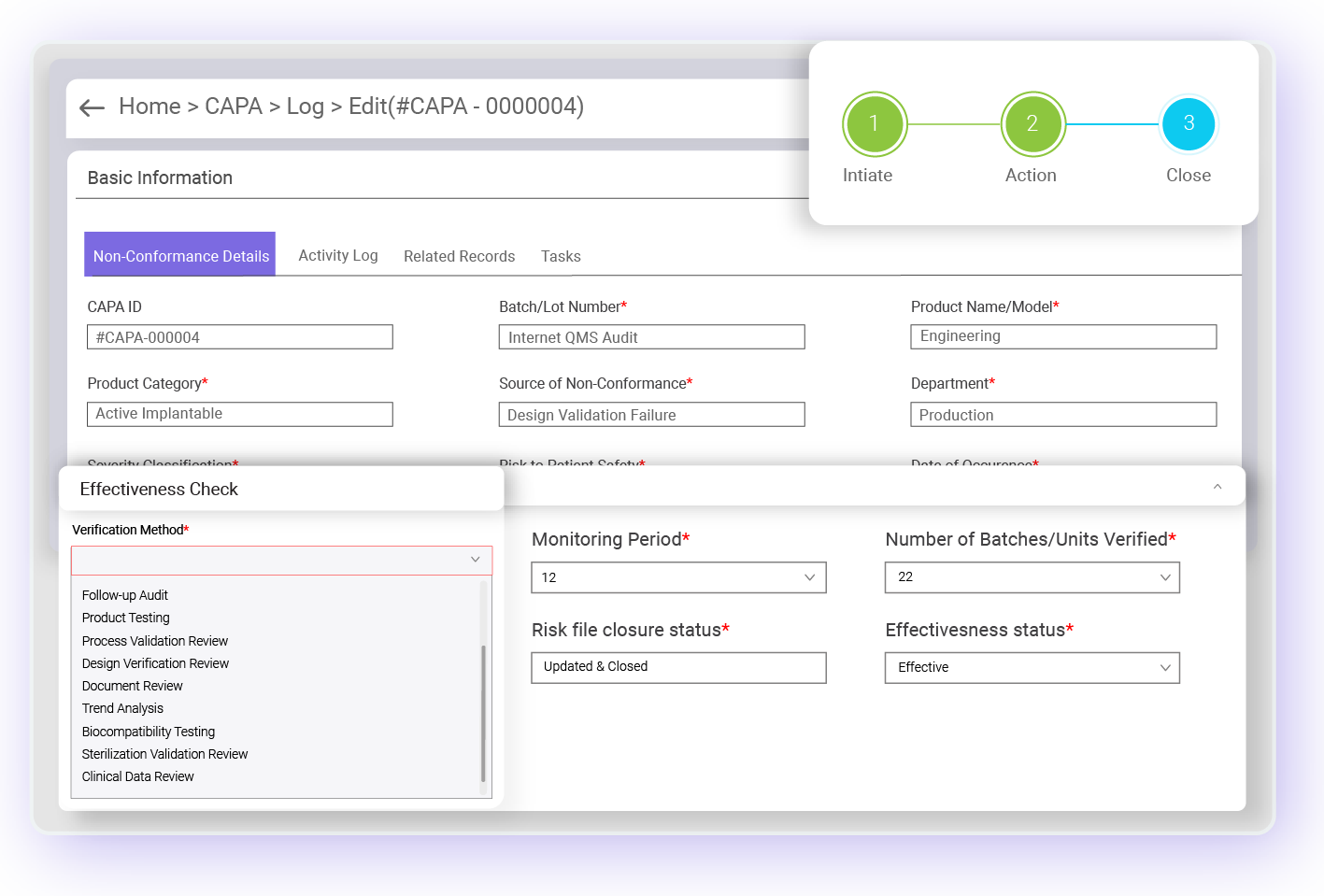 QCFlo pharmaceutical CAPA management for investigations, audit findings, supplier issues, and corrective actions